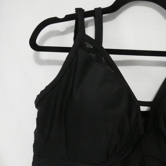 CACTUS | 1X | Elegant Black Tankini | Mesh Side and Upper Panels - Picture 3 of 13